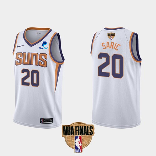 Men's Phoenix Suns #20 Dario Saric 2021 White NBA Finals Association Edition Stitched Jersey Men's Phoenix Suns #20 Dario Saric 2021 White NBA Finals Association Edition Stitched Jersey